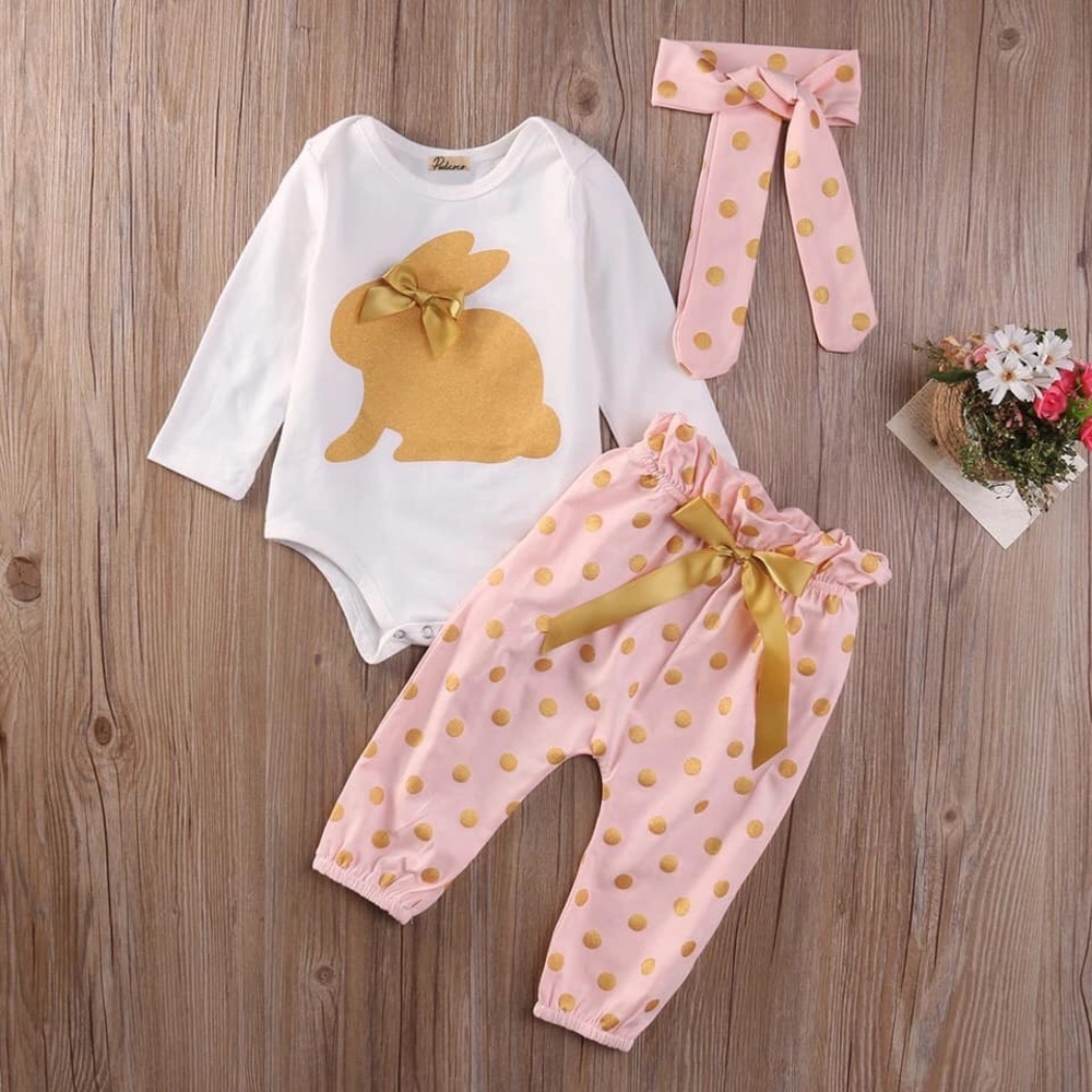 3 Piece Bunny Baby Girls Outfit